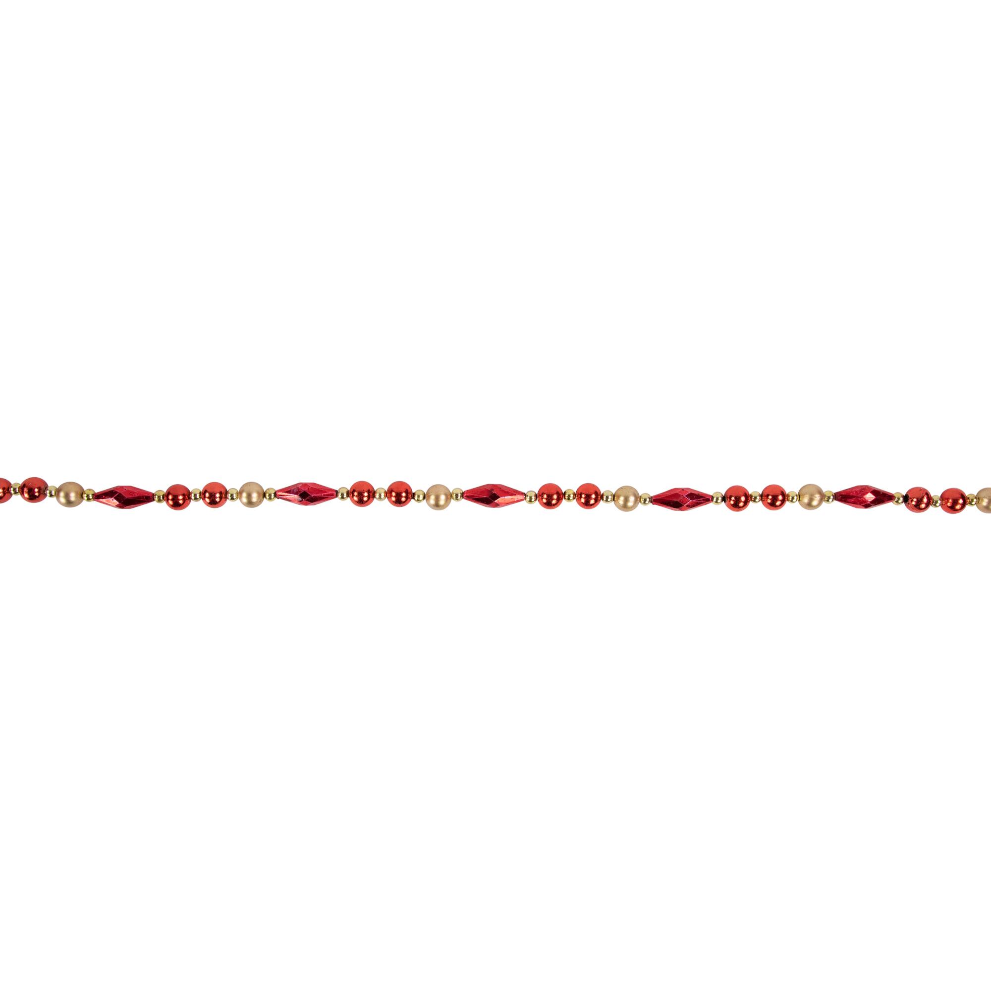 9ft. Red & Gold Unlit Shiny & Matte Beaded Christmas Garland
